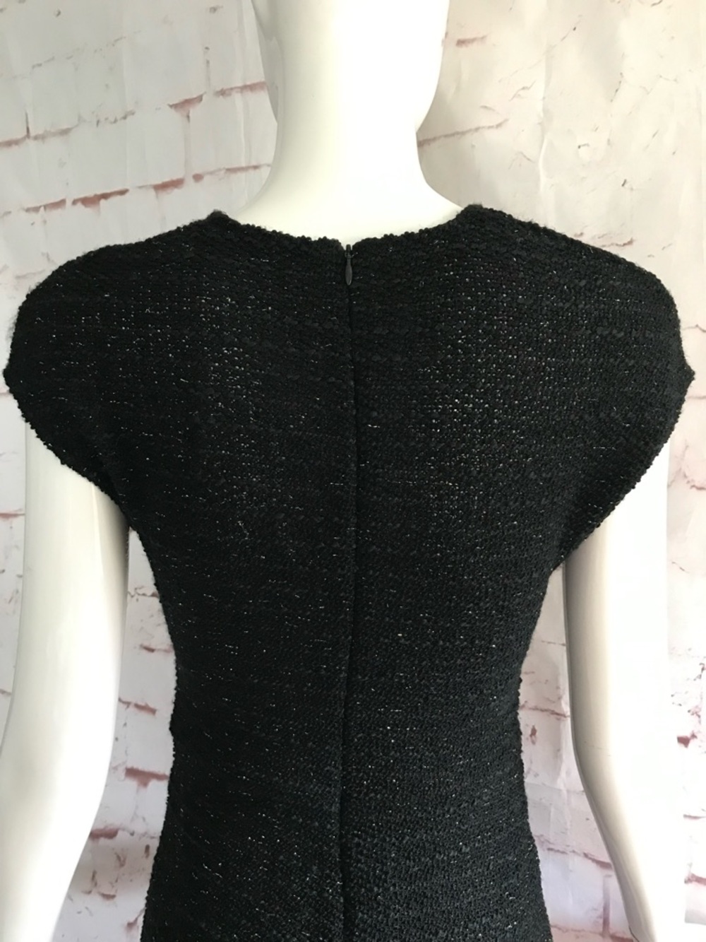 ZARA NWT Metallic Thread Midi Dress Size Small Black Knit Gold Blue Flecks NEW - Picture 14 of 16